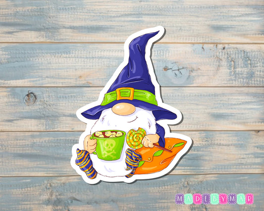 Gnome Drinking Hot Chocolate Sticker |Sticker or Magnet