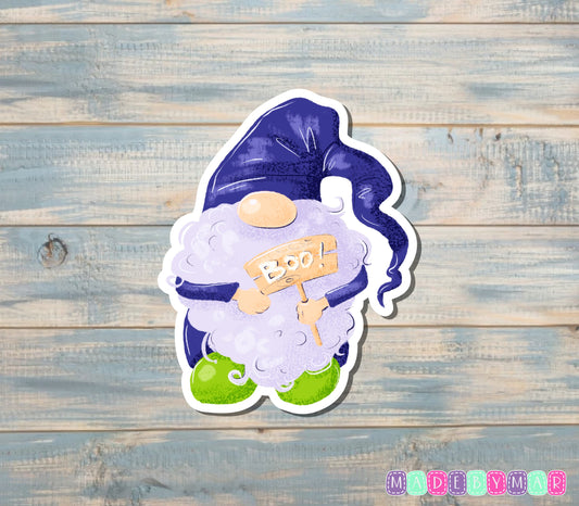 Wizard Gnome Boo Sign |Sticker or Magnet | Halloween Magic