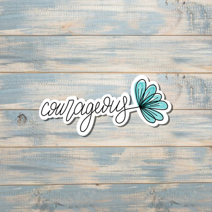Courageous Script Lettering, Die Cut Sticker, Graphic Art Sticker, Vinyl, , Inspire Motivate |Sticker or Magnet